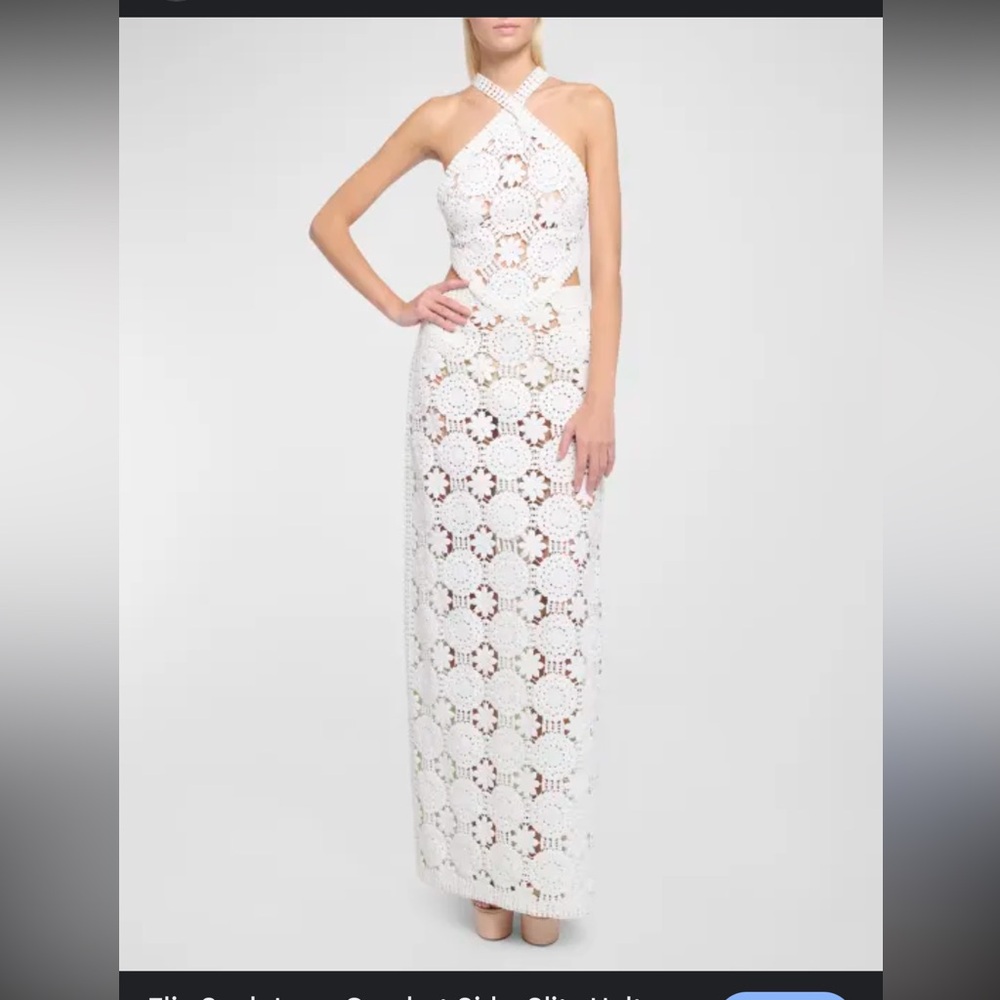 Elie Saab White Crochet One-Shoulder Cutout Gown - Picture 2 of 16
